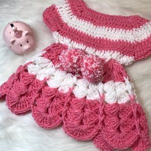 Pink Infant Crochet Handmade Dress BRAND NEW